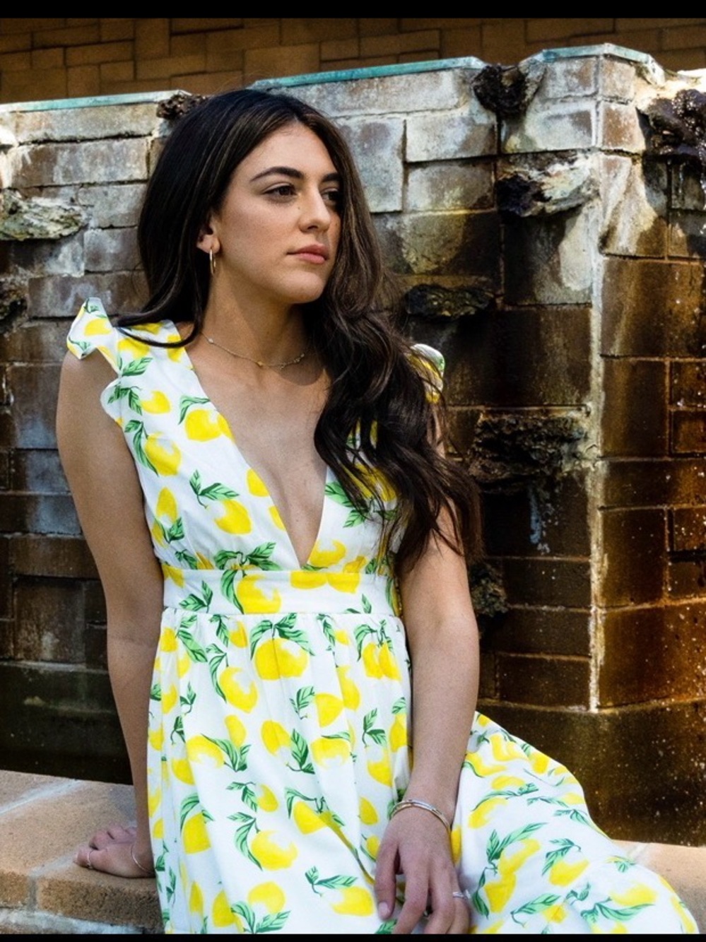 Size Small Caitlin Covington x Pink Lily Capri Lemon Midi Dress
